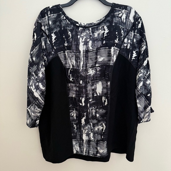 Lafayette 148 Plus Size 100% Silk Rayna Black White Abstract Plaid Blouse - Picture 3 of 9